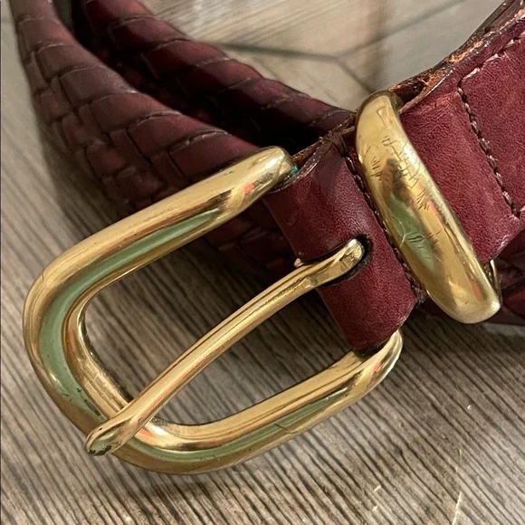 Coach Men’s Brown Braided Leather Belt Gold Brass Buckle 5922 Size 36” - Picture 2 of 16